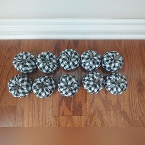 Black and White Buffalo Check Pumpkins Rustic Fabric Pumpkins Set of 10